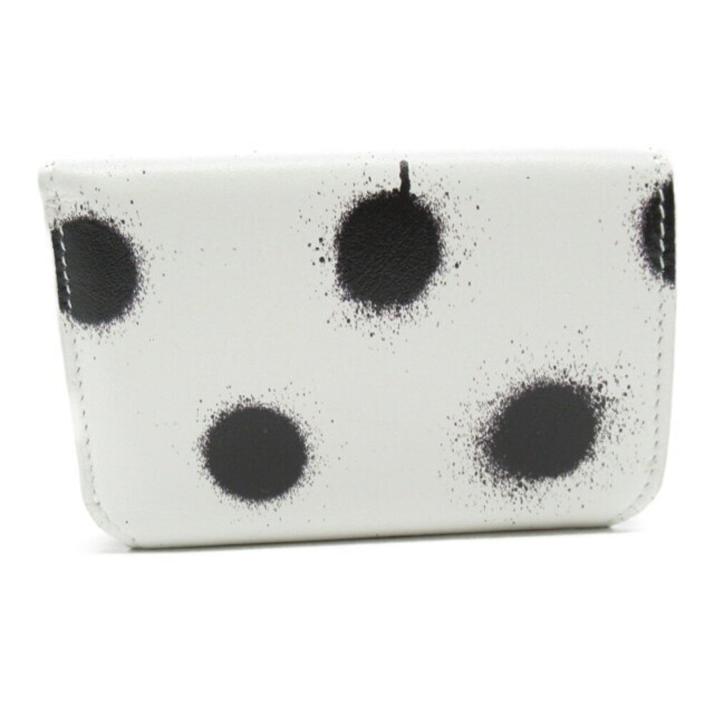 Balenciaga Leather White fold Compact Tri Black Wallet